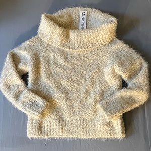 MINKPINK NWT cream cowl neck super soft chenille chunky sweater. Sz Medium